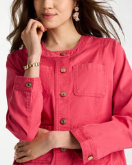 Chico's Online Hot Honeysuckle Collarless Twill Box Jacket