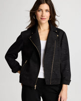Chico's Discount Black Embossed Knit Moto Jacket