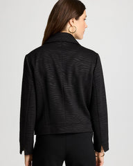 Chico's Discount Black Embossed Knit Moto Jacket