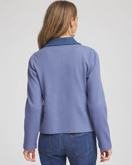 Chico's On Sale Blue Lotus Denim Colorblock Marl Shirt Jacket