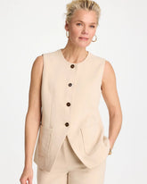 Chico's Sale Pale Sand Split Hem Crepe Vest