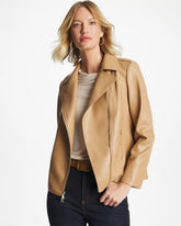 Chico's Outlet Creme Coffee Faux Leather Moto Jacket