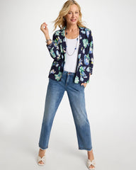 Chico's Online Passport Blue Printed Slub Knit Blazer