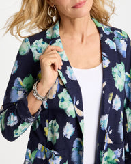 Chico's Online Passport Blue Printed Slub Knit Blazer