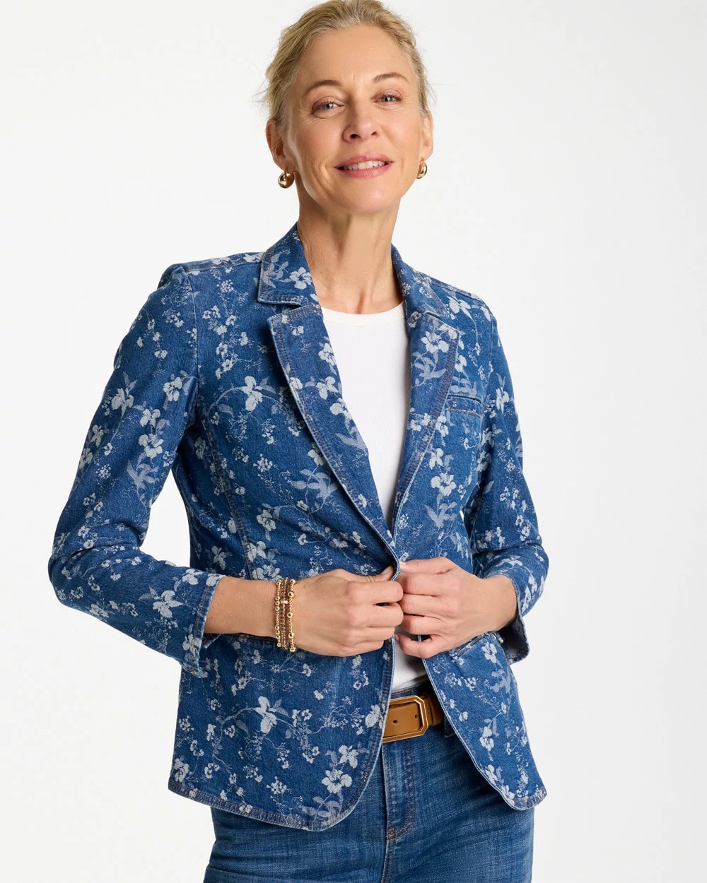Chico's Outlet Indigo Jacquard Denim Blazer