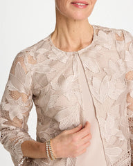 Chico's Discount Smokey Taupe Travelers™ Collection Scallop Lace Jacket