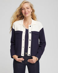 Chico's For Sale Passport Blue Colorblock Cardigan Jacket