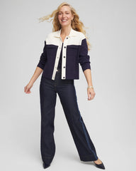 Chico's For Sale Passport Blue Colorblock Cardigan Jacket