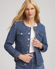 Chico's Sale Wilma Indigo Quilted Denim Jacket