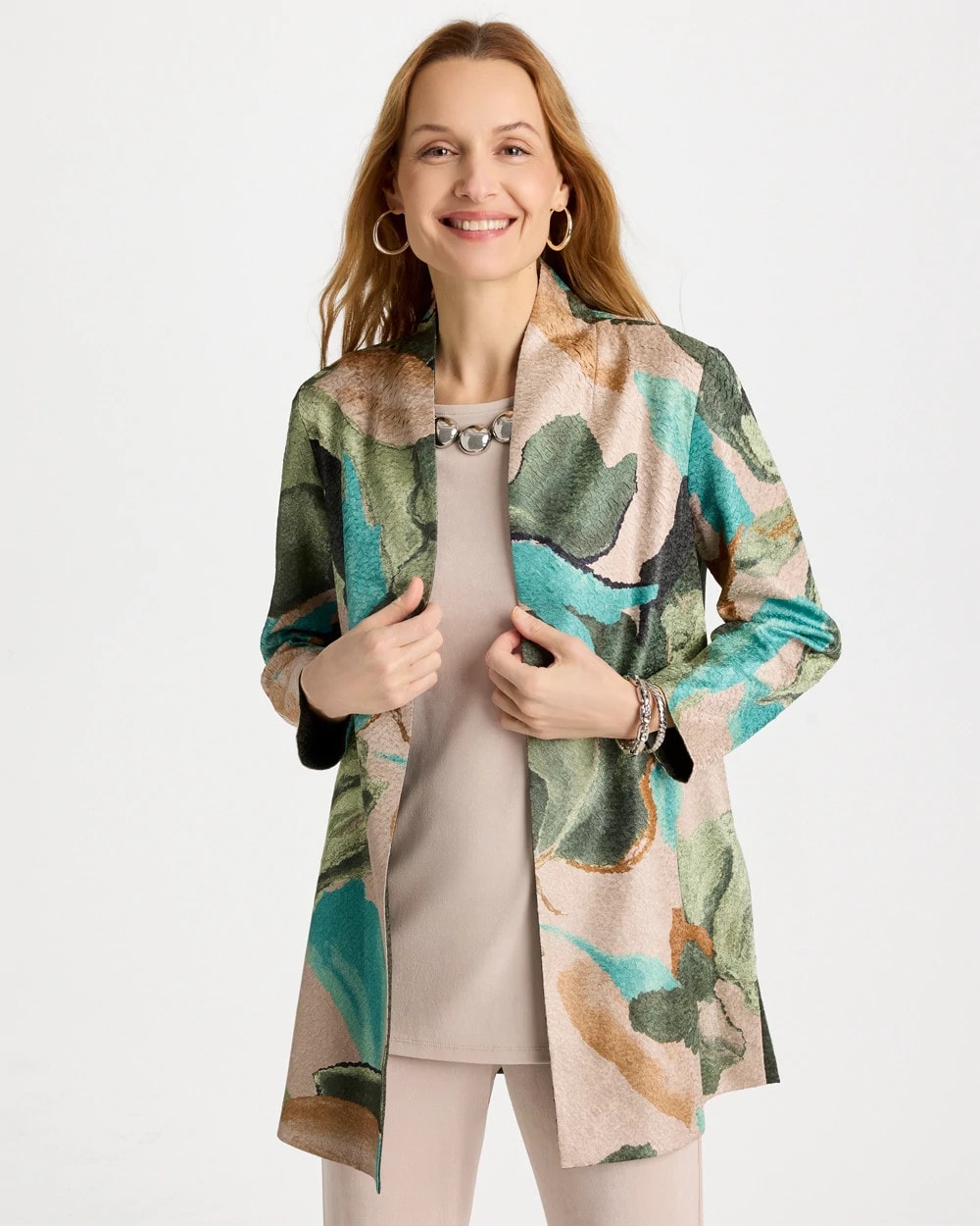 Chico's On Sale Kelp Forest Travelers™ Soft Bloom Reversible Crushed Jacket