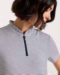Chico's Outlet Passport Blue Zenergy® UPF Ruffle Striped Half Zip