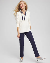 Chico's Sale English Cream Zenergy® Double-Knit Stripe Hood Tunic