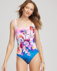 Chico's Discount Multi Print Gottex Under The Sea Square Neck One Piece