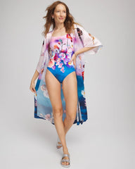 Chico's Discount Multi Print Gottex Under The Sea Square Neck One Piece