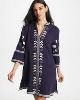 Chico's For Sale Passport Blue Woven Embroidered Swim Cover-Up