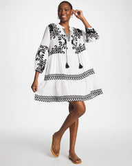 Chico's Outlet Alabaster Woven Printed Swim Cover-Up Dress