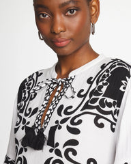Chico's Outlet Alabaster Woven Printed Swim Cover-Up Dress