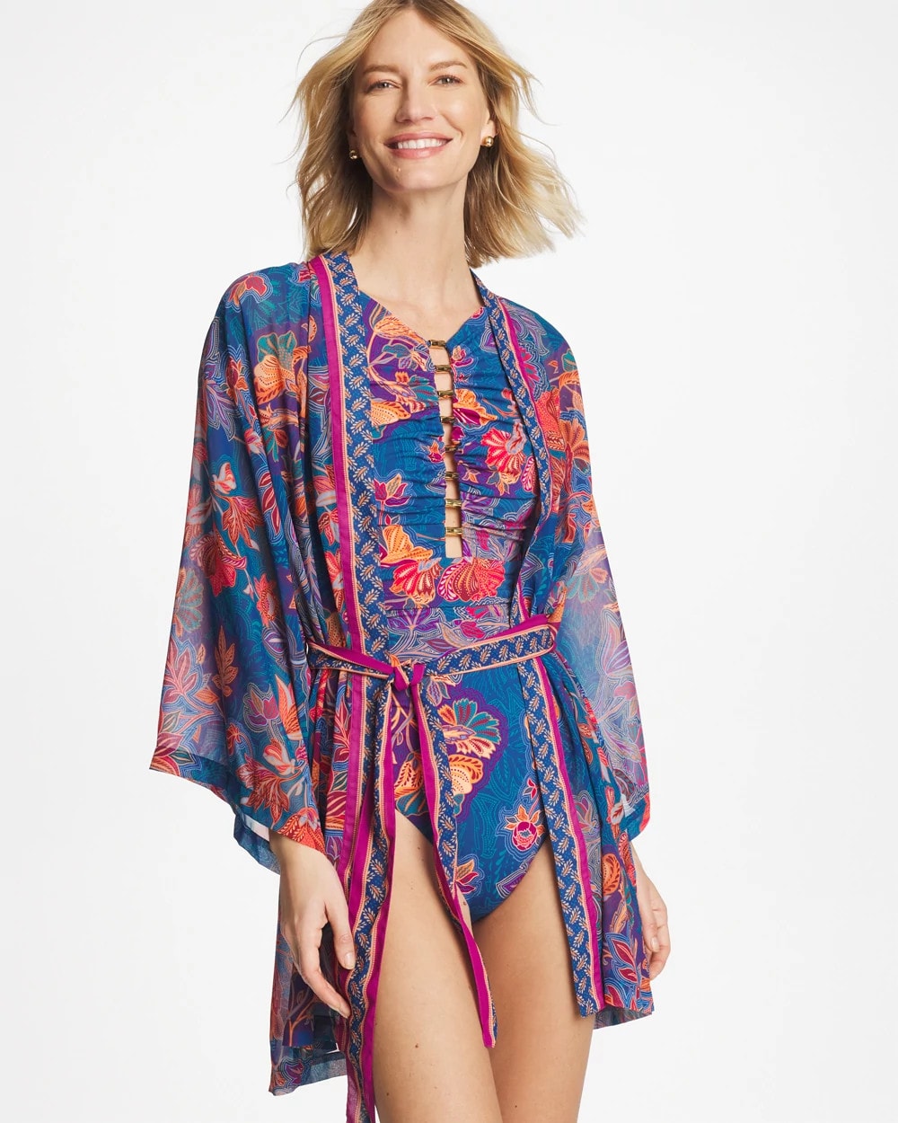 Chico's Outlet Multi Print Miraclesuit® Decoupage Kimono