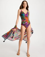 Chico's Discount Multi Print Magicsuit® Cactus Flower Dakota One-Piece Swimsuit