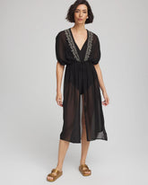 Chico's Online Black Miraclesuit® Beach Embroidered Long Kimono