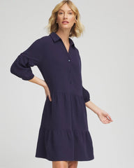 Chico's Outlet Passport Blue Woven Tiered Swim Cover-Up Dress