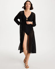 Chico's Discount Black Long Knit Swim Cover-Up