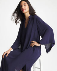 Chico's Sale Passport Blue Woven Collar Swim Cover-Up