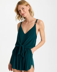 Chico's Outlet Teal Magicsuit® Solid Kami Swim Dress