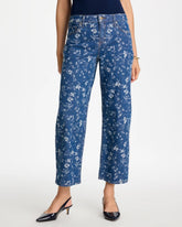 Chico's Outlet Indigo Girlfriend Wide Floral Crop Jean