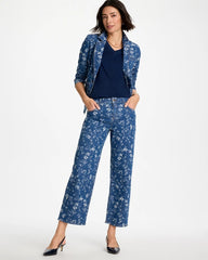 Chico's Outlet Indigo Girlfriend Wide Floral Crop Jean