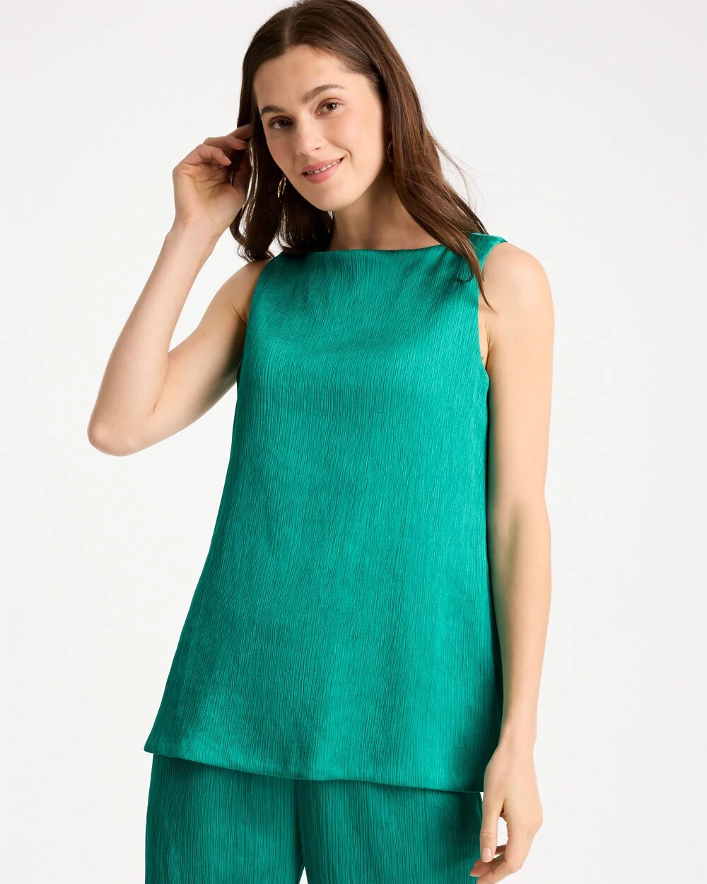 Chico's Discount Topanga Green Travelers™ Crinkle Textured Tank