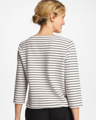 Chico's Outlet Black Zenergy® Striped Ottoman Drawstring Top