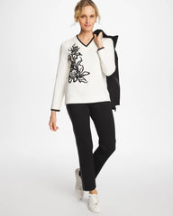 Chico's For Sale Ecru Zenergy® Double-Knit Applique Top
