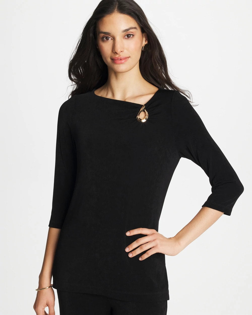 Chico's For Sale Travelers Black Travelers™ Hardware 3/4 Sleeve Tunic