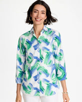 Chico's Sale Amparo Blue No Iron™ Printed Stretch Shirt