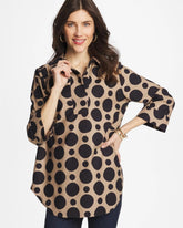Chico's Online Cattail Brown No Iron™ Stretch Global Dots Popover Tunic