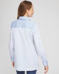 Chico's Sale Tidal Blue No Iron™ Stripe Mix Tunic
