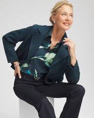 Chico's Outlet Teal Shadow No Iron™ Glacial Flora Sateen Shirt