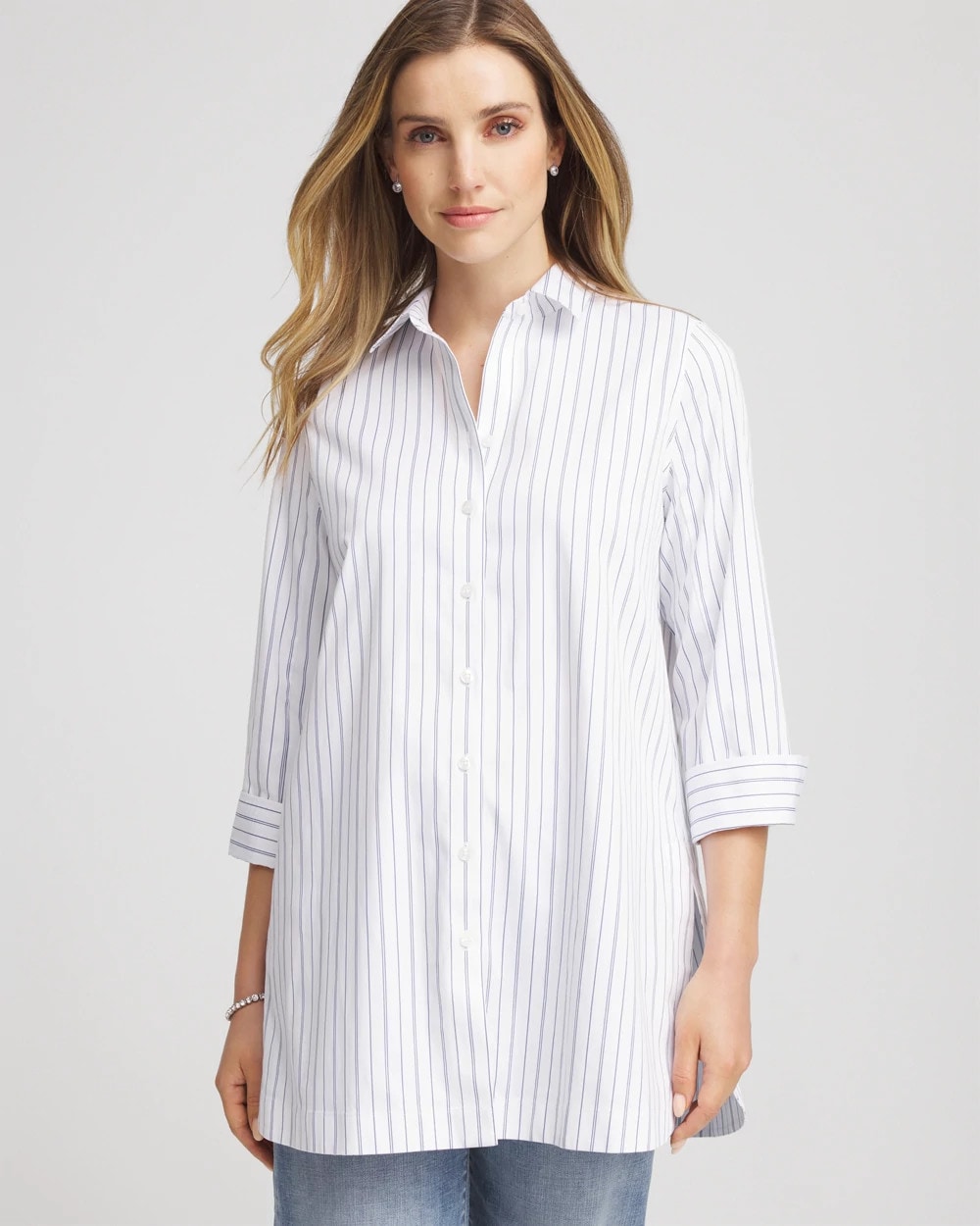 Chico's For Sale Blue Lotus No Iron™ Classic-Fit Tunic