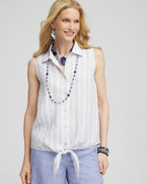 Chico's Outlet Indigo No Iron™ Linen Tie-Front Sleeveless Shirt