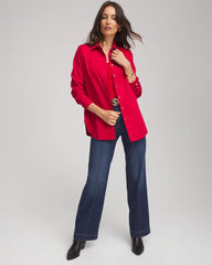Chico's Online Carmine Red No Iron™ Rhinestone Button Shirt