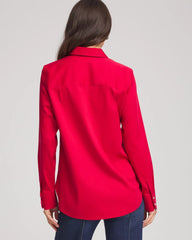 Chico's Online Carmine Red No Iron™ Rhinestone Button Shirt