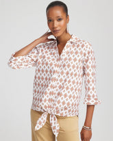 Chico's Outlet Siesta Rose No Iron™ Tie-Front Geo-Print Shirt