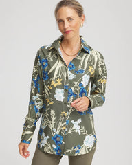 Chico's For Sale Nettle Leaf No Iron™ Printed Sateen Shirt