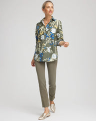 Chico's For Sale Nettle Leaf No Iron™ Printed Sateen Shirt