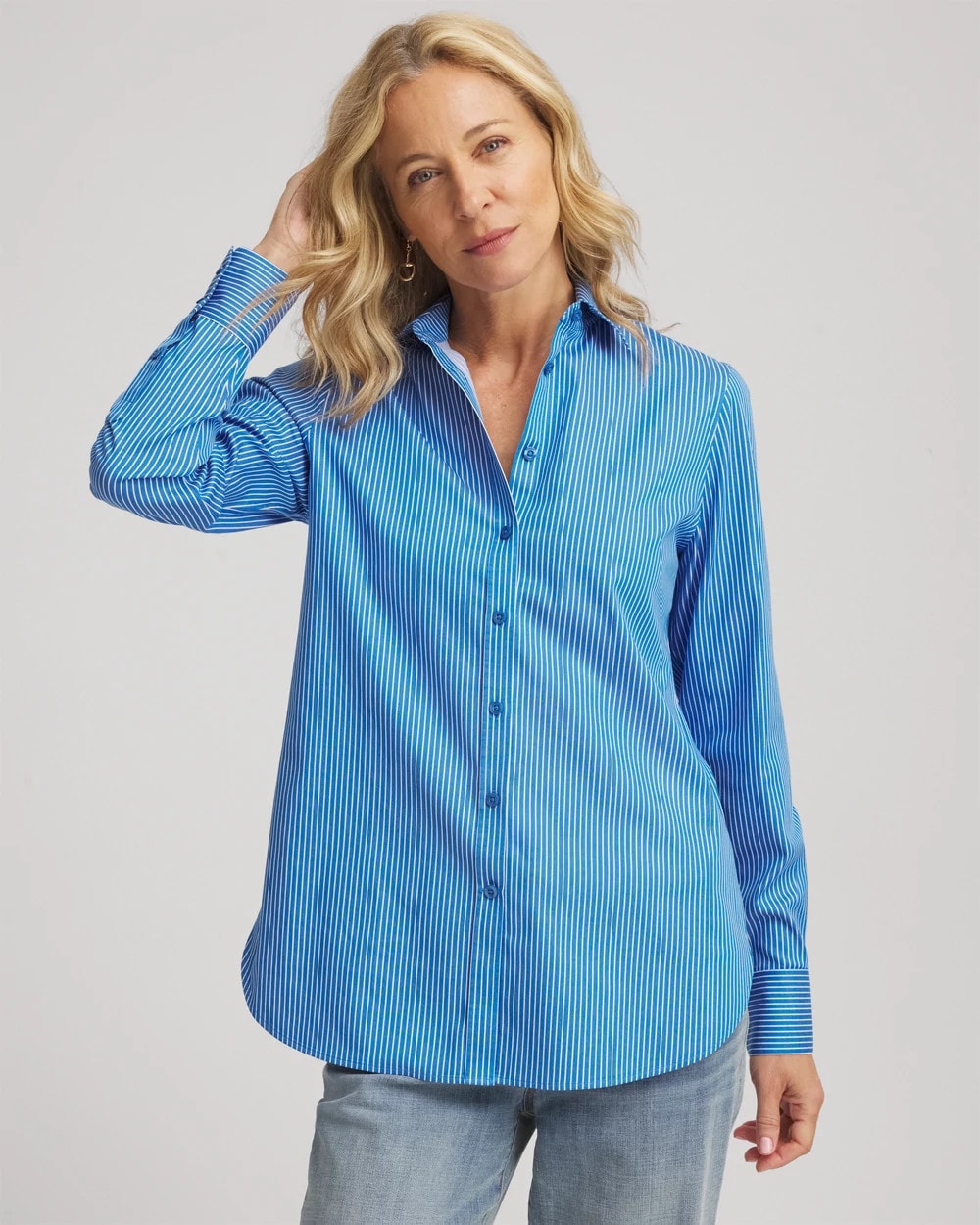 Chico's Online Empire Blue No Iron™ Classic Striped Shirt