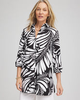 Chico's Discount Black No Iron™ Printed Palms Button Down Tunic