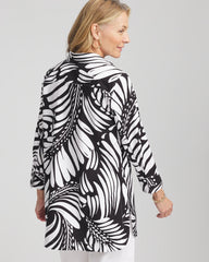 Chico's Discount Black No Iron™ Printed Palms Button Down Tunic