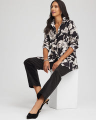 Chico's Outlet Black No Iron™ Bryne Bloom Stretch Tunic