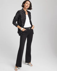 Chico's On Sale Black No Iron™ Findot Print Sateen Shirt